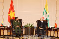 Party leader discusses defence ties with Myanmar military chief