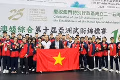 The Vietnamese team at 2024 Asian Wushu Championships. (Photo: toquoc.vn)