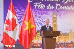 Vice Chairman of the Ho Chi Minh City People's Committee Vo Van Hoan speaks at a ceremony marking Canada Day (July 1, 1867 - 2024) held in the southern economic hub on June 26 evening. (Photo: VNA)