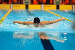 Swimmer Nguyen Quang Thuan wins a gold medal at men's 200m butterfly event (Photo: VNA)
