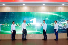 Delegates press the button to inaugurate the centre (Photo: VNA)