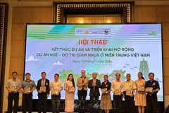 Insignias awarded to representatives of units and partners joining the project (Photo: VNA)