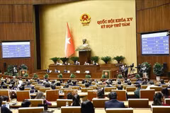 NA delegates vote to pass a resolution on investment policy for the North-South high-speed railway project (Photo: VNA)