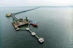 The port cluster, specialised tanks and central utility plant of Long Son Petrochemical Complex project (Photo: VNA)