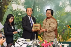 Environment and Forestry Minister Siti Nurbaya Bakar (right) and Japanese State Minister of the Environment, Yagi Tetsuya, at a meeting in Jakarta on August 21. (Photo: Antara)
