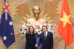 NA Chairman Tran Thanh Man (right) and President of the Australian Senate Sue Lines at their meeting in Hanoi on July 24. (Photo: VNA)