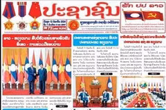The front page of the Pasaxon newspaper on July 12 features many stories about Vietnamese President To Lam's state visit. (Photo: VNA)