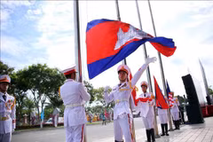 The ASEAN Schools Games flag raising ceremony takes place at the Tien Son Sports Complex in Da Nang city on June 1. (Photo: VNA)