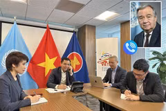 Ambassador Dang Hoang Giang, Permanent Representative of Vietnam to the UN, holds phone talks with UN Secretary General Antonio Guterres. (Photo: VNA)