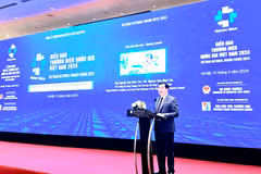 Deputy Minister of Industry and Trade Nguyen Sinh Nhat Tan addresses the National Brand Forum held by the Ministry of Industry and Trade in Hanoi on April 16 (Photo: VietnamPlus)