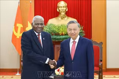 General Secretary of the Communist Party of Vietnam To Lam (R) and Politburo member of the Communist Party of Cuba and President of the National Assembly of People’s Power Esteban Lazo Hernandez. (Photo: VNA)