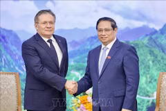 Prime Minister Pham Minh Chinh (right) and Director General of Russia's Rosatom State Atomiс Energy Corporation A.E.Likhachev (Photo: VNA)
