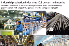Industrial production index expands 10.5 percent in six months