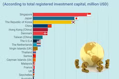 Top 10 countries and territories investing in Vietnam