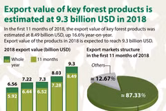 Export value of key forest products estimated at 9.3 bln USD in 2018