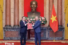 Party General Secretary and State President To Lam (R) presents appointment decision to Ambassador Pham Thanh Binh (Photo: VNA)
