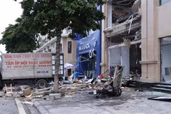 At the scene of the suspected gas explosion in Vinh Phuc province. (Photo: VNA)