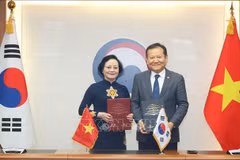 Vietnamese and Korean ministers at the signing ceremony for a MoU on public administration cooperation (Photo: VNA)