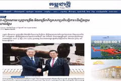 An article on the talks between Vietnamese President To Lam and Cambodian PM Hun Manet on Kampuchea Thmey Daily. (Photo: Screenshot)