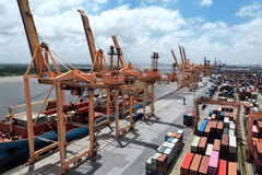 Containers of goods for export at a northern seaport. (Photo: VietnamPlus)