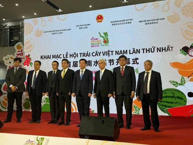 Delegates attend the opening ceremony of the first Vietnam Fruit Festival in Beijing, China. (Photo: Vietnamplus) lehoitraicay.webp
