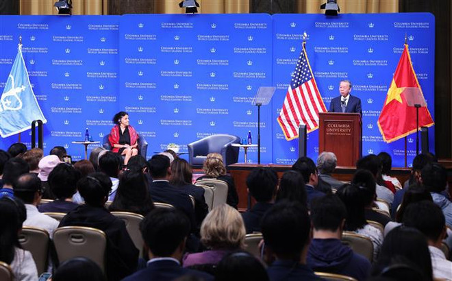 General Secretary of the Communist Party of Vietnam Central Committee and State President To Lam at Columbia University in New York. (Photo: VNA) Lam2.jpg