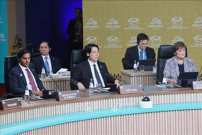 State President Luong Cuong (C) attends the 2024 APEC Economic Leaders’ Week. (Photo: VNA) LC2.webp
