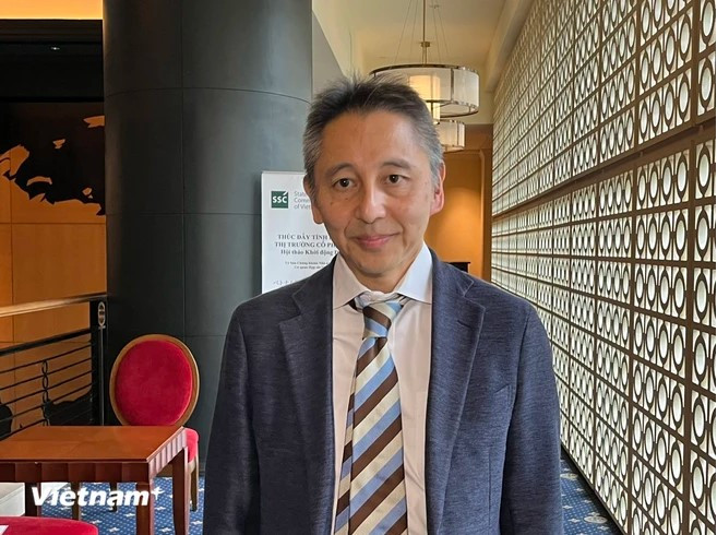 Kojima Kazunobu, JICA's Chief Consultant speaks to the media on the sidelines of the seminar (Photo: VietnamPlus) Screenshot 2024-10-23 081158.jpg