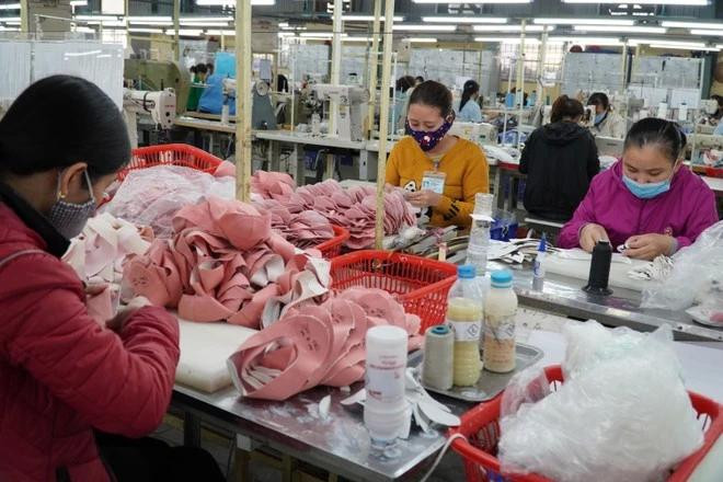 A stage in the production of shoes for export. (Photo: VietnamPlus) 3.webp