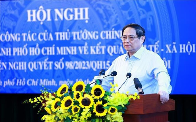 PM Pham Minh Chinh speaks at the meeting on Ho Chi Minh City’s socio-economic development and the implementation of the National Assembly’s Resolution 98 on August 10. (Photo: VNA) pm-chairs-meeting-on-hcm-citys-socio-economic-development.jpg