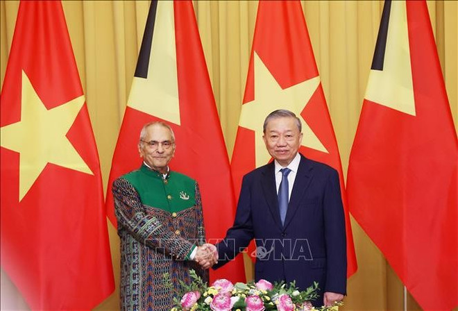 State President To Lam and President of Timor-Leste José Ramos-Horta in Hanoi on August 1. (Photo: VNA) President.jpg