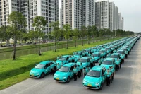 A fleet of VinFast's green taxi (Photo courtesy of VinFast)