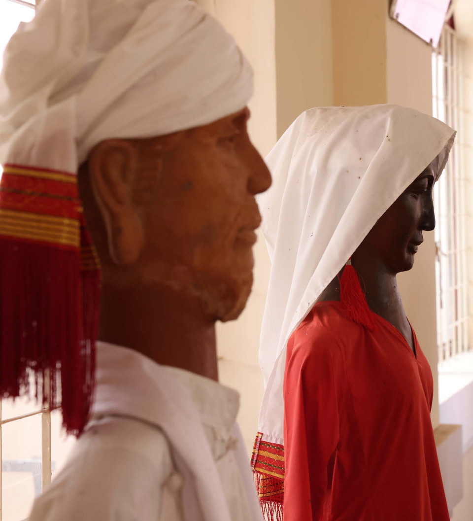 Brocade products at the My Nghiep Cham weaving cooperative are showcased to visitors from near and far. Photo: VNA