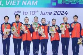 Vietnamese athletes at the 9th Aerobic Gymnastics Asian Championship. (Photo: VNA)