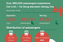 Over 380,000 passengers experience Cat Linh - Ha Dong elevated railway line