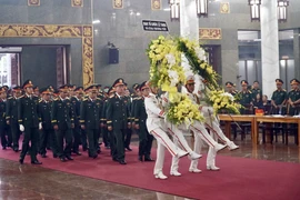 At the memorial service in Ho Chi Minh City for 12 soldiers who lost their lives during a military exercise in Binh Duong province (Photo: VNA)