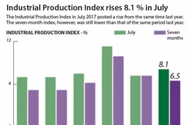 Industrial Production Index rises 8.1% in July
