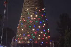 Giant Christmas tree made of 6,000 earthen pots