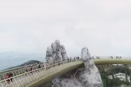 A walk on clouds at Golden Bridge on Ba Na Hills