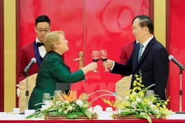 Chilean President Michelle Bachelet Jeria welcomed in Hanoi