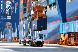 Containers being loaded at Gemalink International Port in Ba Ria - Vung Tau province (Photo: VNA)