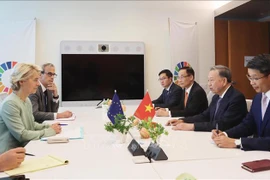 Party General Secretary and State President To Lam (second from right) meets with President of the European Commission Ursula von der Leyen. (Photo: VNA)