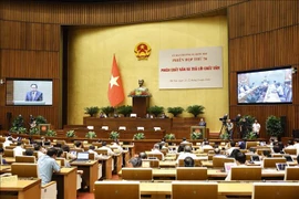 National Assembly Chairman Tran Thanh Man speaks at the session (Photo: VNA)