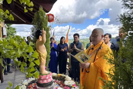 Bhikkhu Thich Tam Huy chairs Buddha statue bathing ritual (Photo: VNA)