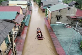 A residential area in Yen Bai province is flooded. (Photo: VNA)