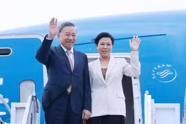 General Secretary of the Communist Party of Vietnam Central Committee and President of Vietnam To Lam and his spouse at John F. Kennedy International Airport in New York city (Photo: VNA)
