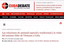 In an article published recently on CubaDebate, Ruvislei González Sáez,, Vice President of the Cuba-Vietnam Friendship Association, highlights the significance of the visit,. (Photo: Screenshot - VNA)