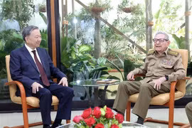 General Secretary of the Communist Party of Vietnam Central Committee and State President To Lam (L) and leader of the Cuban revolution General Raul Castro Ruz. (Photo: VNA)