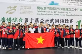 The Vietnamese team at 2024 Asian Wushu Championships. (Photo: toquoc.vn)