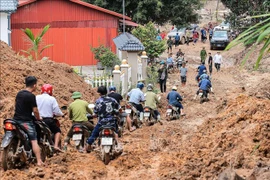 Many roads in Lao Cai province severely damaged and eroded due to floods. (Photo: VNA) 